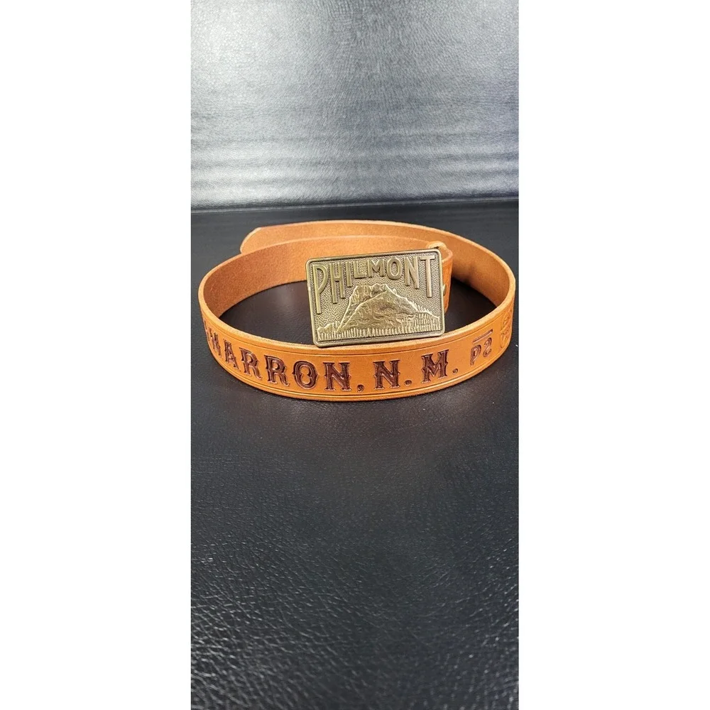 Vintage Boy Scouts BSA‎ Philmont Ranch Tooled Leather Belt & Buckle ~ Size 36